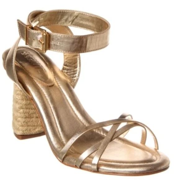 SCHUTZ Metallic Gold Strappy Sandals - Picture 5 of 5